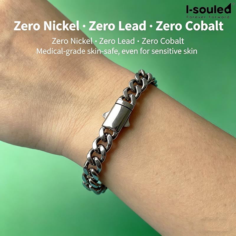 Ceramic Link Bracelet - 7mm 솔리드 티타늄 팔찌, 가벼운 무게,