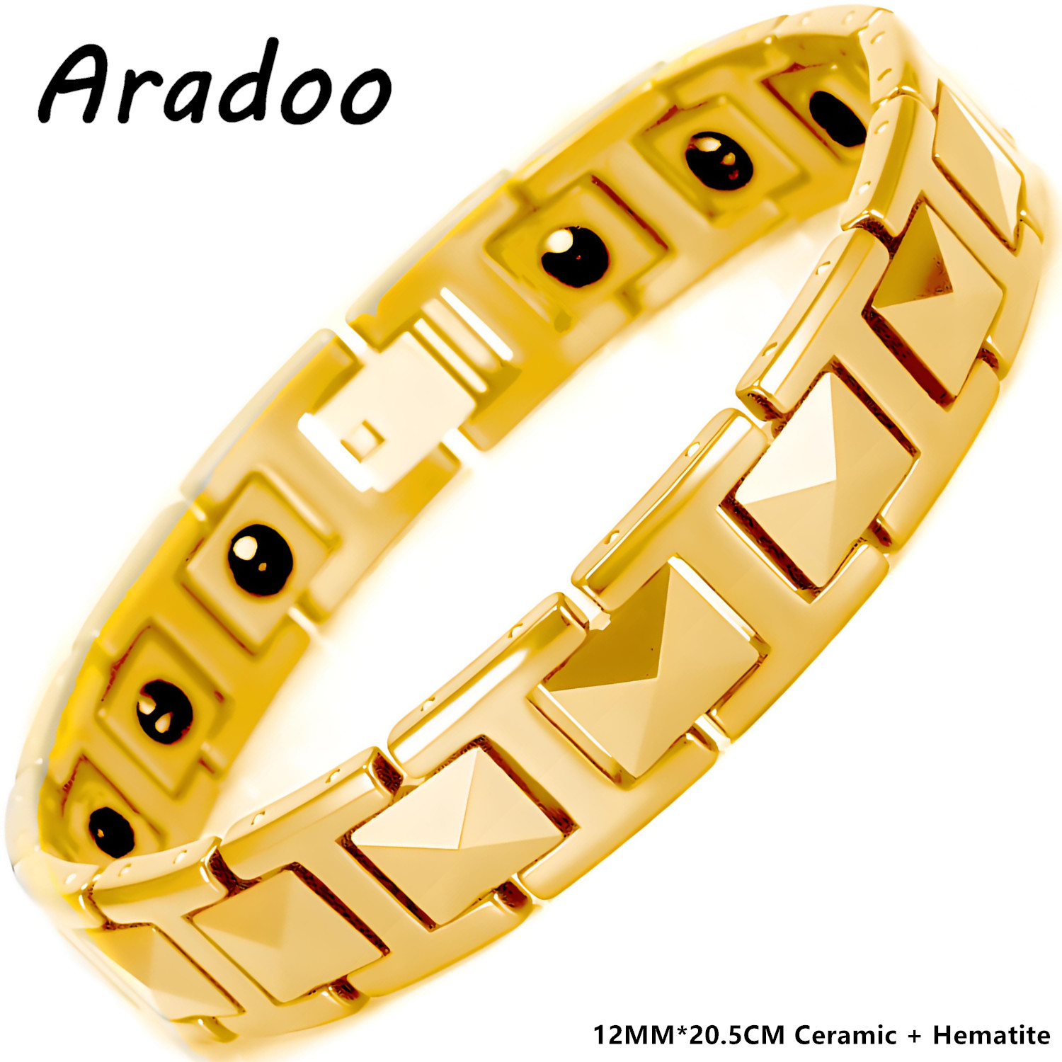 Ceramic Link Bracelet - 피라미드 디자인 적철광 자기 치료 팔찌