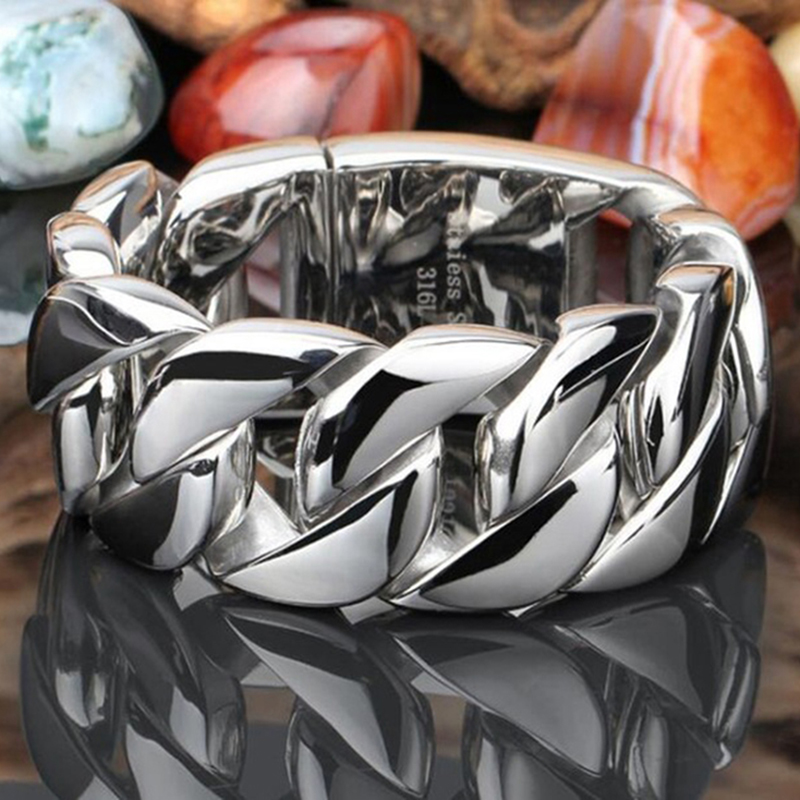 Ceramic Link Bracelet - 20/26/31MM 316L 스테인레스 스틸 커브 쿠바
