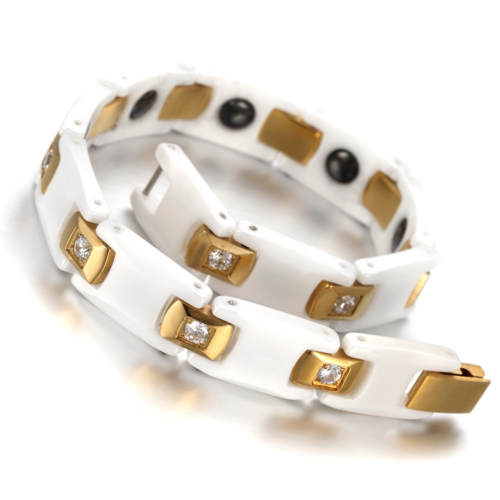 여성용 빈티지 체인 링크 골드 컬러 AAA CZ 스톤  - Ceramic Link Bracelet 리뷰 및 가격
