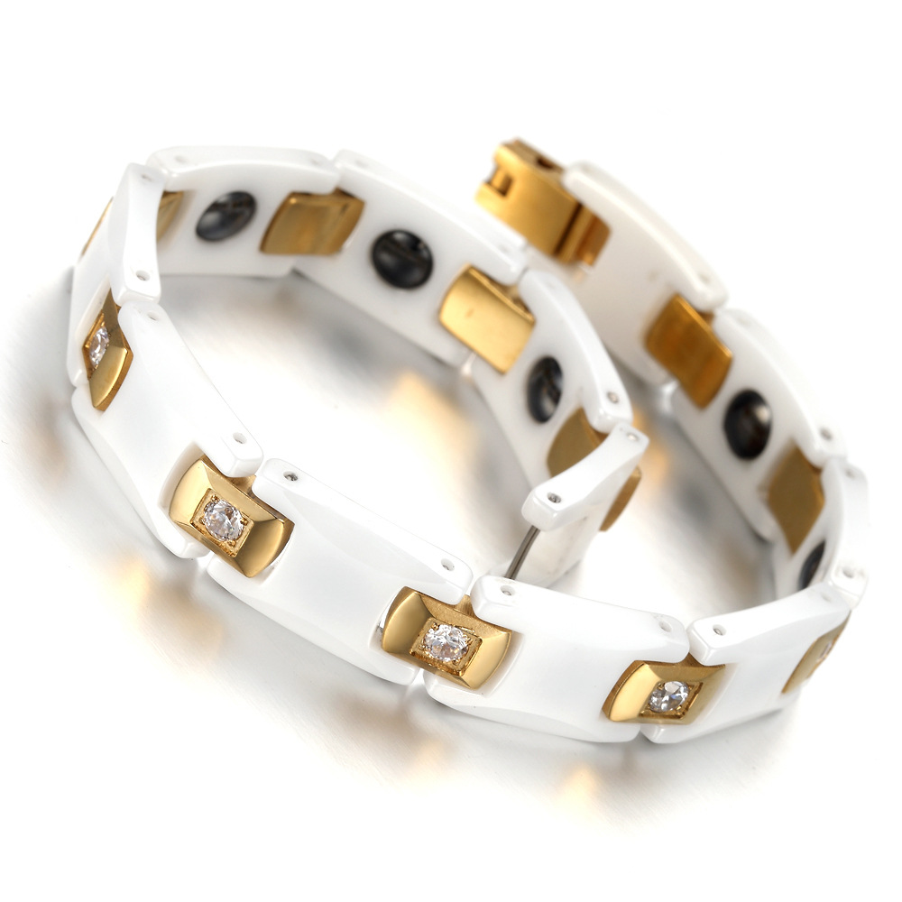 여성용 빈티지 체인 링크 골드 컬러 AAA CZ 스톤  - Ceramic Link Bracelet 리뷰 및 가격