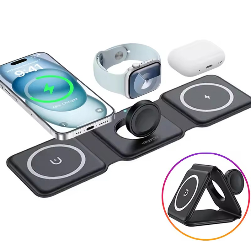 3-in-1 마그네틱 폴딩 무선 충전기, 15W 고속  - Watch Charger Cable 리뷰 및 가격